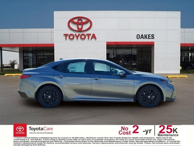 2026 Toyota Camry SE in Heavy Metal — front three-quarter view